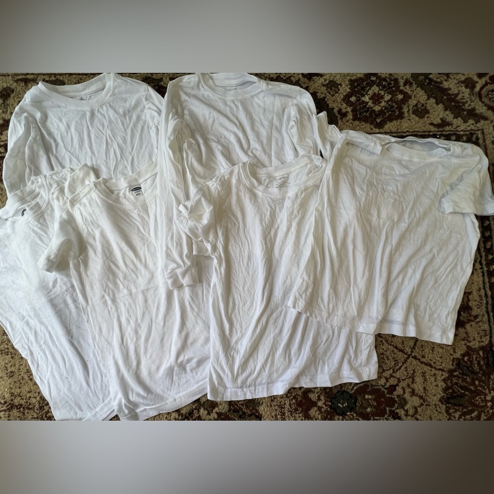 Carters & old Navy Boys White Cotton Undershirt Tee’s Long Sleeve & Short Sleeve